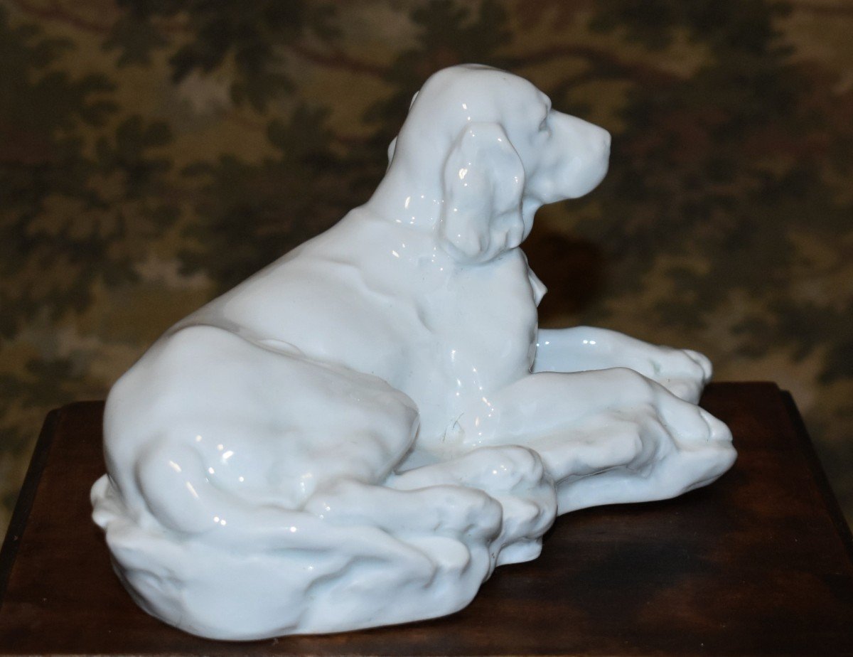 Sujet En Porcelaine Blanche  De Limoges, Statue Chien De Chasse  Haviland d'Après Jules Desbois-photo-3