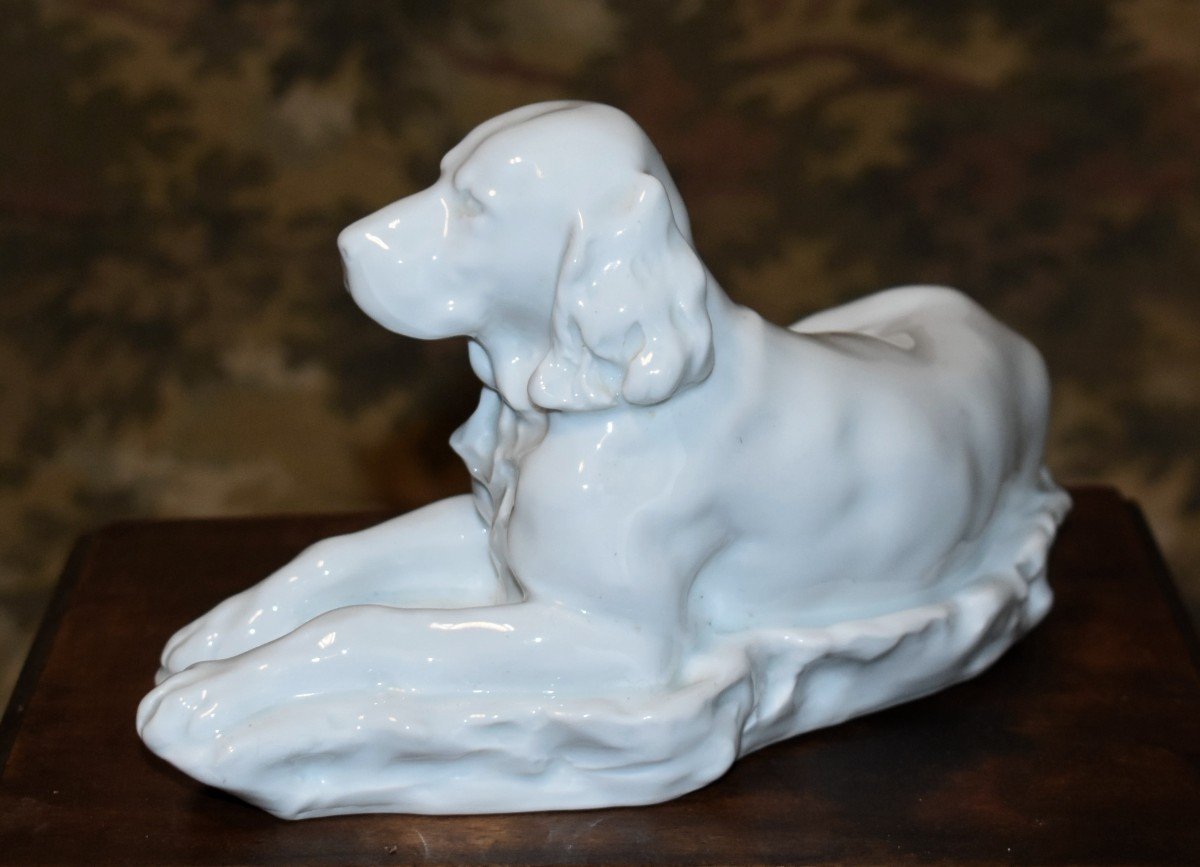 Sujet En Porcelaine Blanche  De Limoges, Statue Chien De Chasse  Haviland d'Après Jules Desbois-photo-4