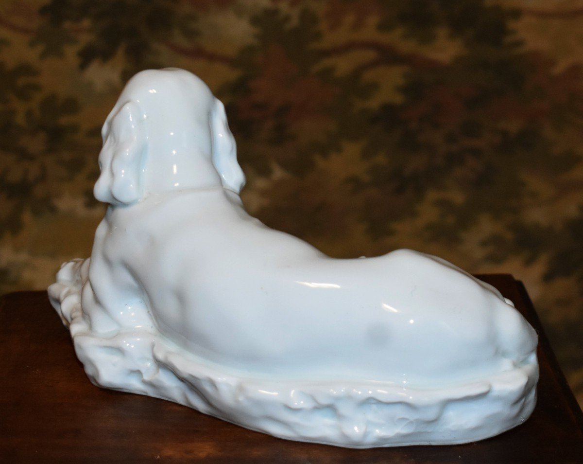 Sujet En Porcelaine Blanche  De Limoges, Statue Chien De Chasse  Haviland d'Après Jules Desbois-photo-3