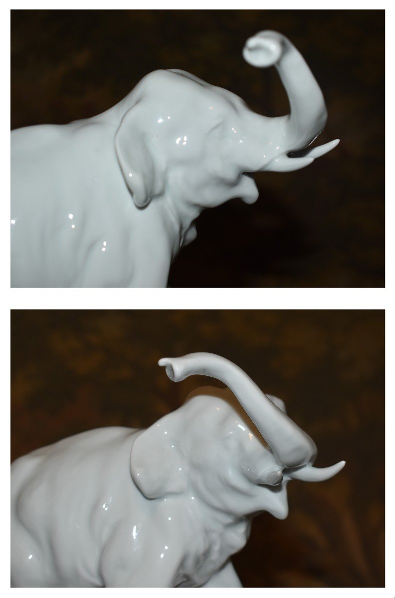 Sujet en  Porcelaine Blanche  de Limoges, Elephant manufacture Haviland d'Après Jules Desbois -photo-6