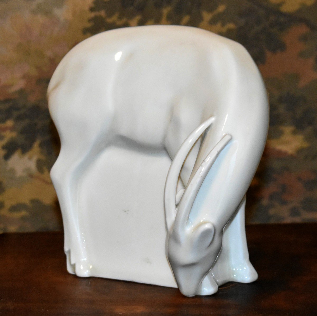 Limoges Cream Enameled Porcelain Subject, Antelope -photo-2