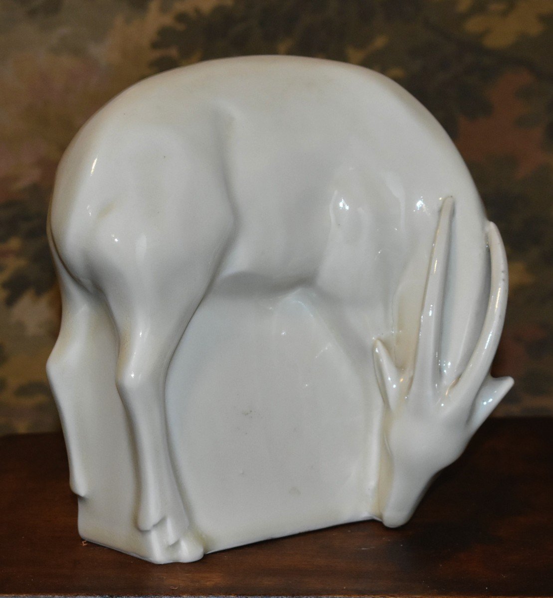 Limoges Cream Enameled Porcelain Subject, Antelope -photo-3