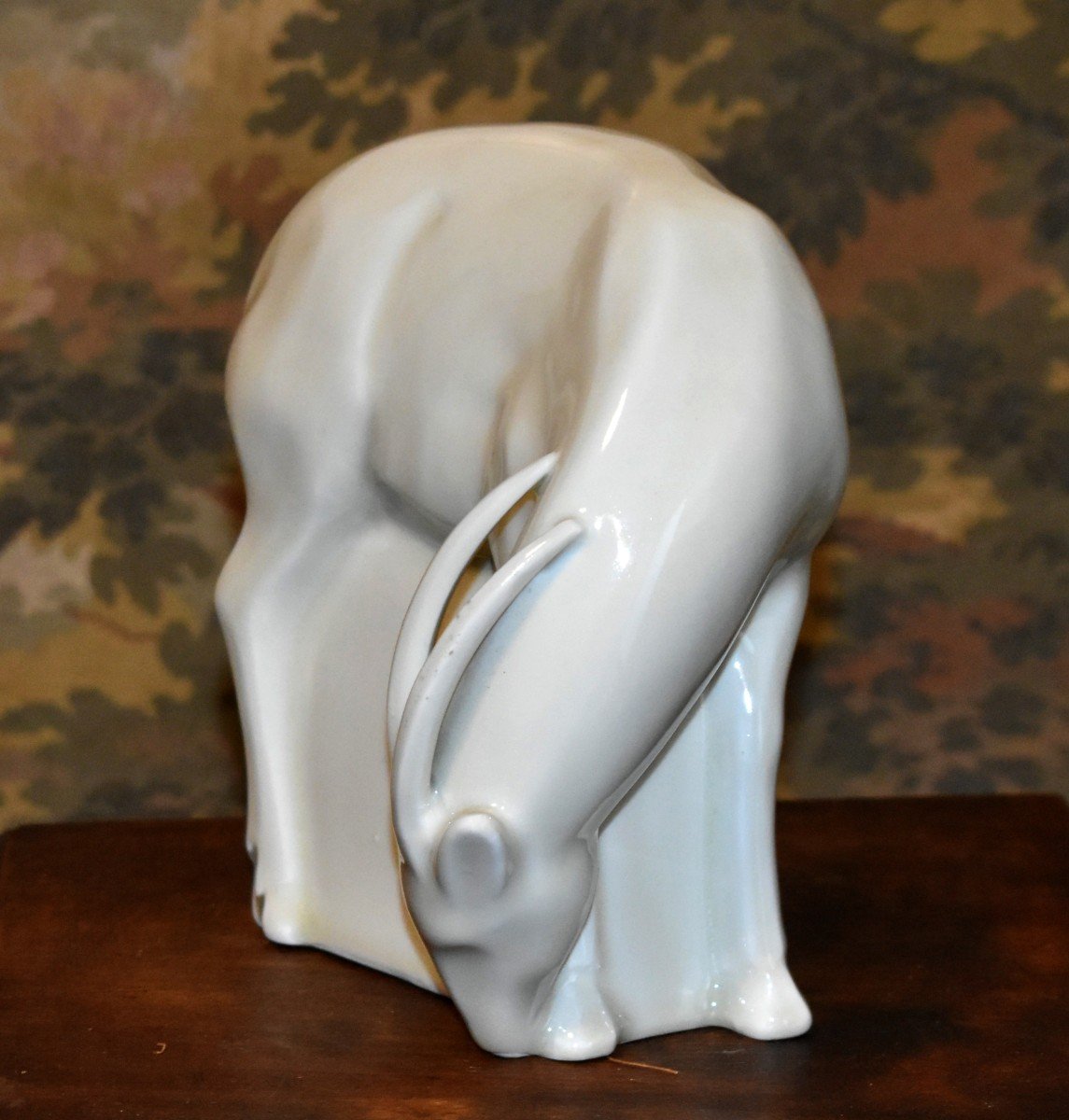 Limoges Cream Enameled Porcelain Subject, Antelope -photo-4