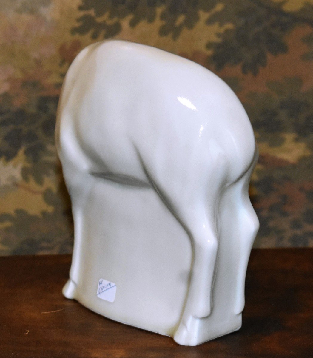 Limoges Cream Enameled Porcelain Subject, Antelope -photo-1