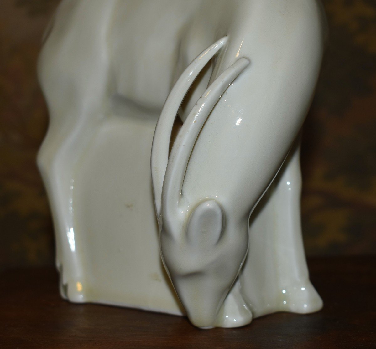 Limoges Cream Enameled Porcelain Subject, Antelope -photo-4