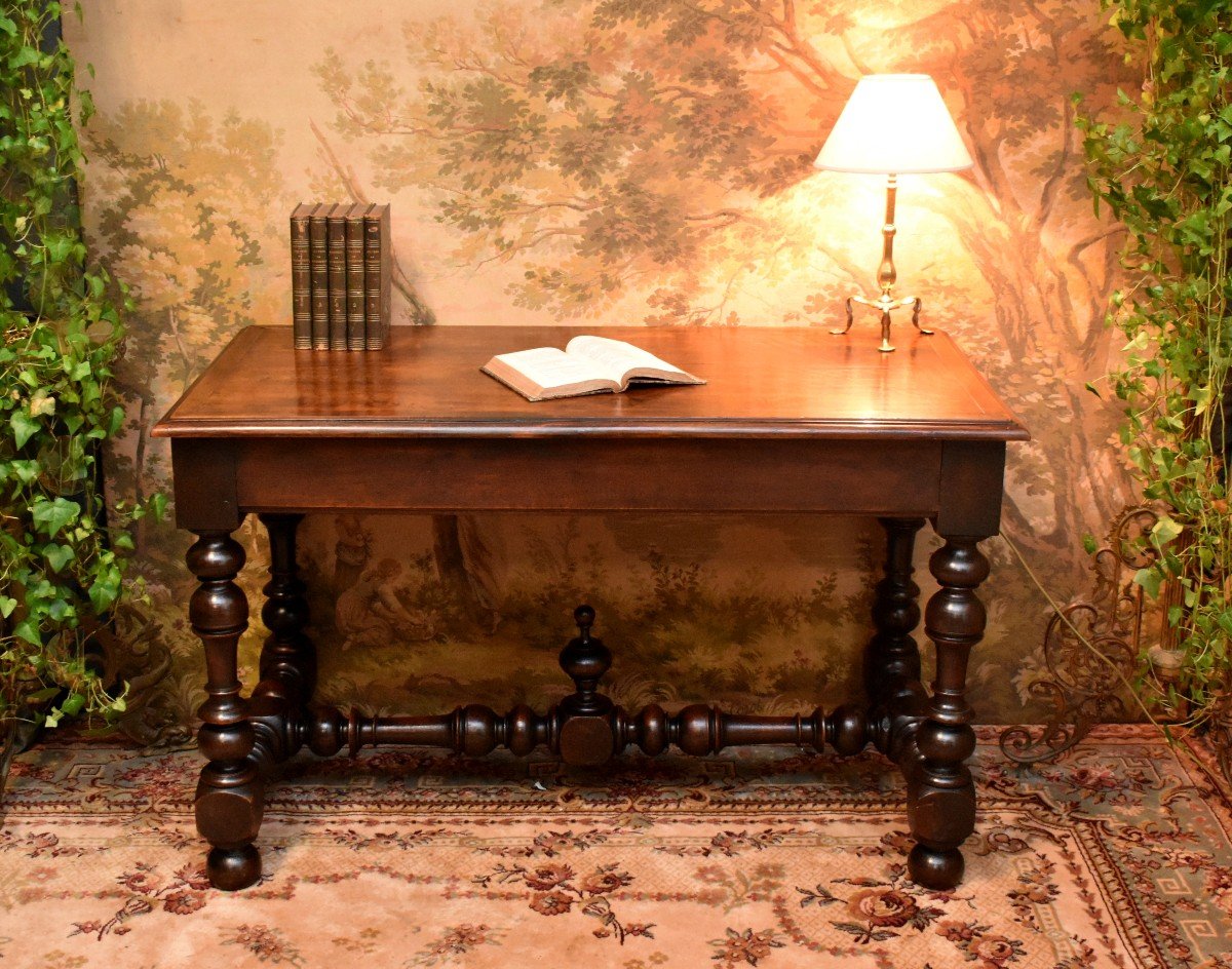 Bureau  de milieu à Pieds Balustre  De Style Louis XIII, Pouvant Servir De Console ou de table -photo-4