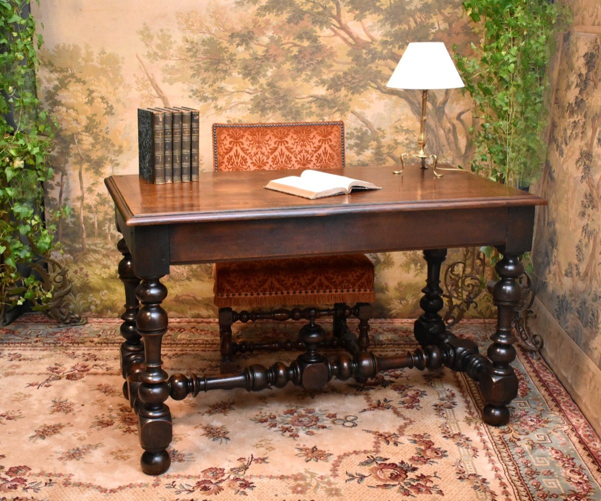 Bureau  de milieu à Pieds Balustre  De Style Louis XIII, Pouvant Servir De Console ou de table -photo-1