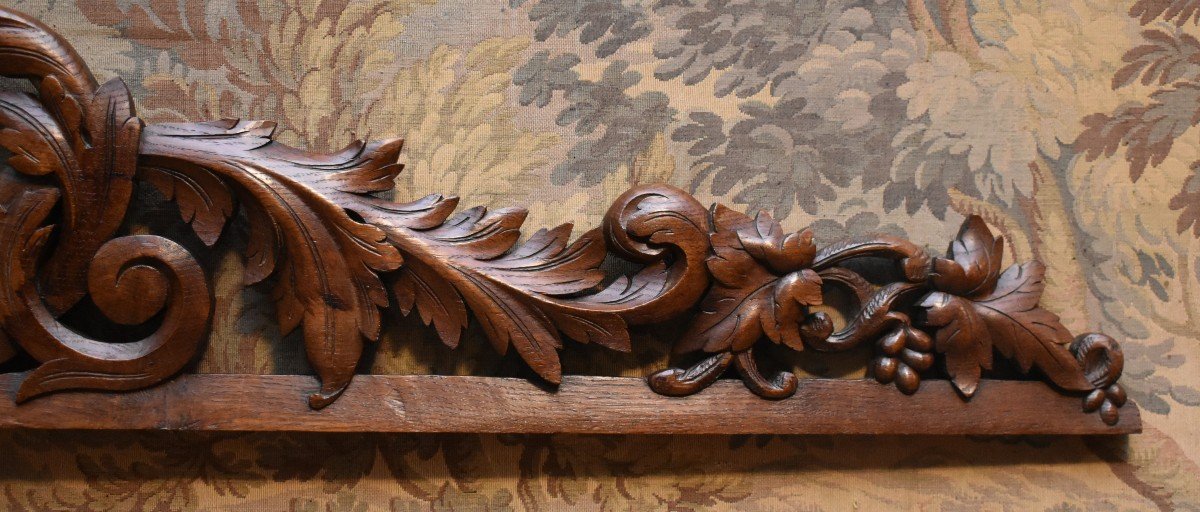 Solid Oak Woodwork Element, Carved And Openwork, Pediment For Door Window Decoration -photo-1