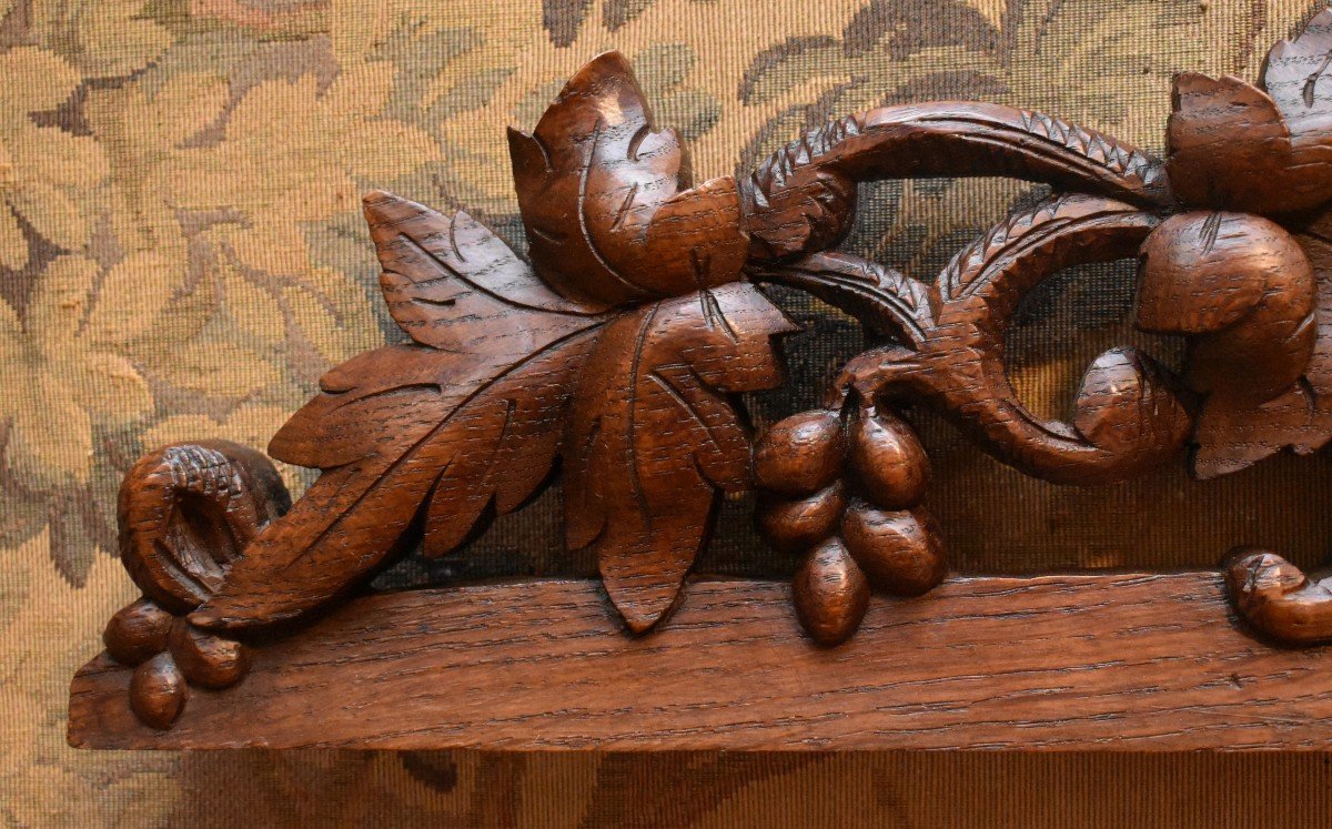 Solid Oak Woodwork Element, Carved And Openwork, Pediment For Door Window Decoration -photo-2