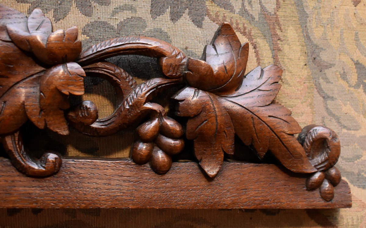 Solid Oak Woodwork Element, Carved And Openwork, Pediment For Door Window Decoration -photo-3