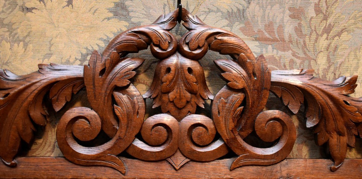 Solid Oak Woodwork Element, Carved And Openwork, Pediment For Door Window Decoration -photo-4