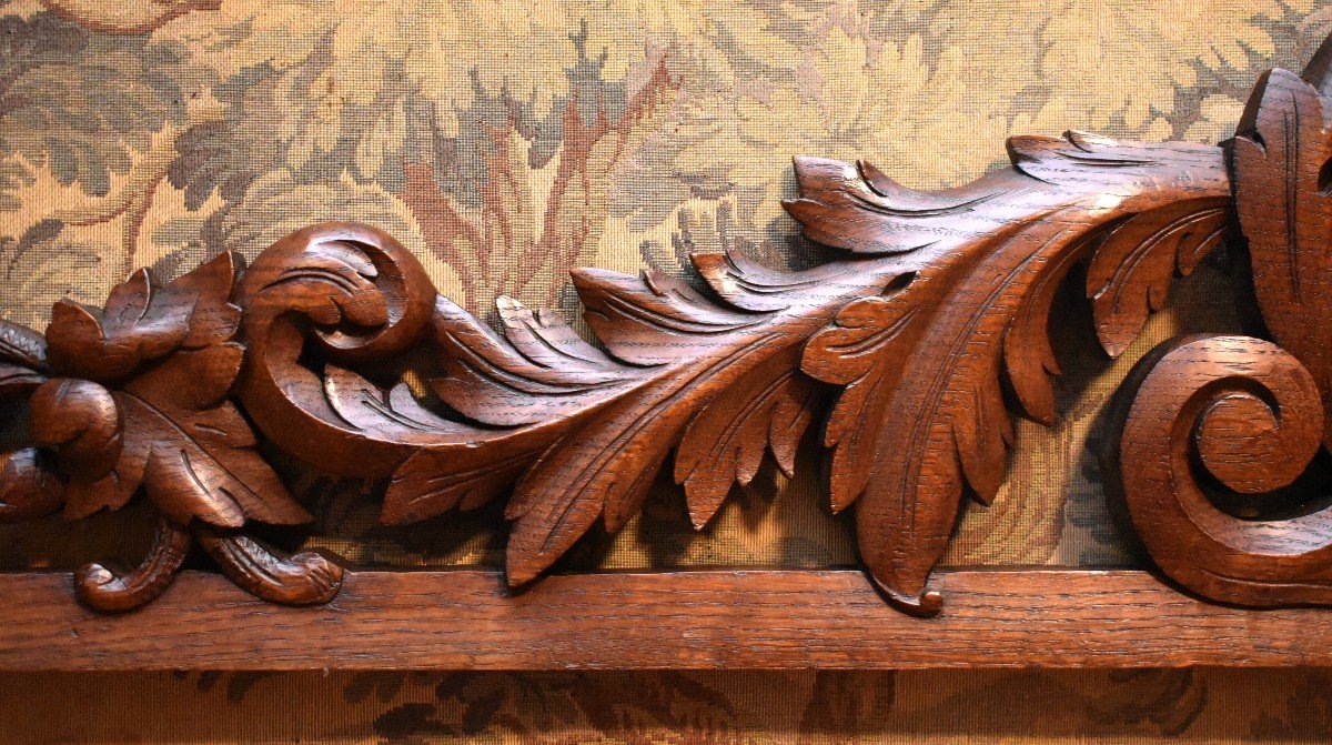 Solid Oak Woodwork Element, Carved And Openwork, Pediment For Door Window Decoration -photo-5