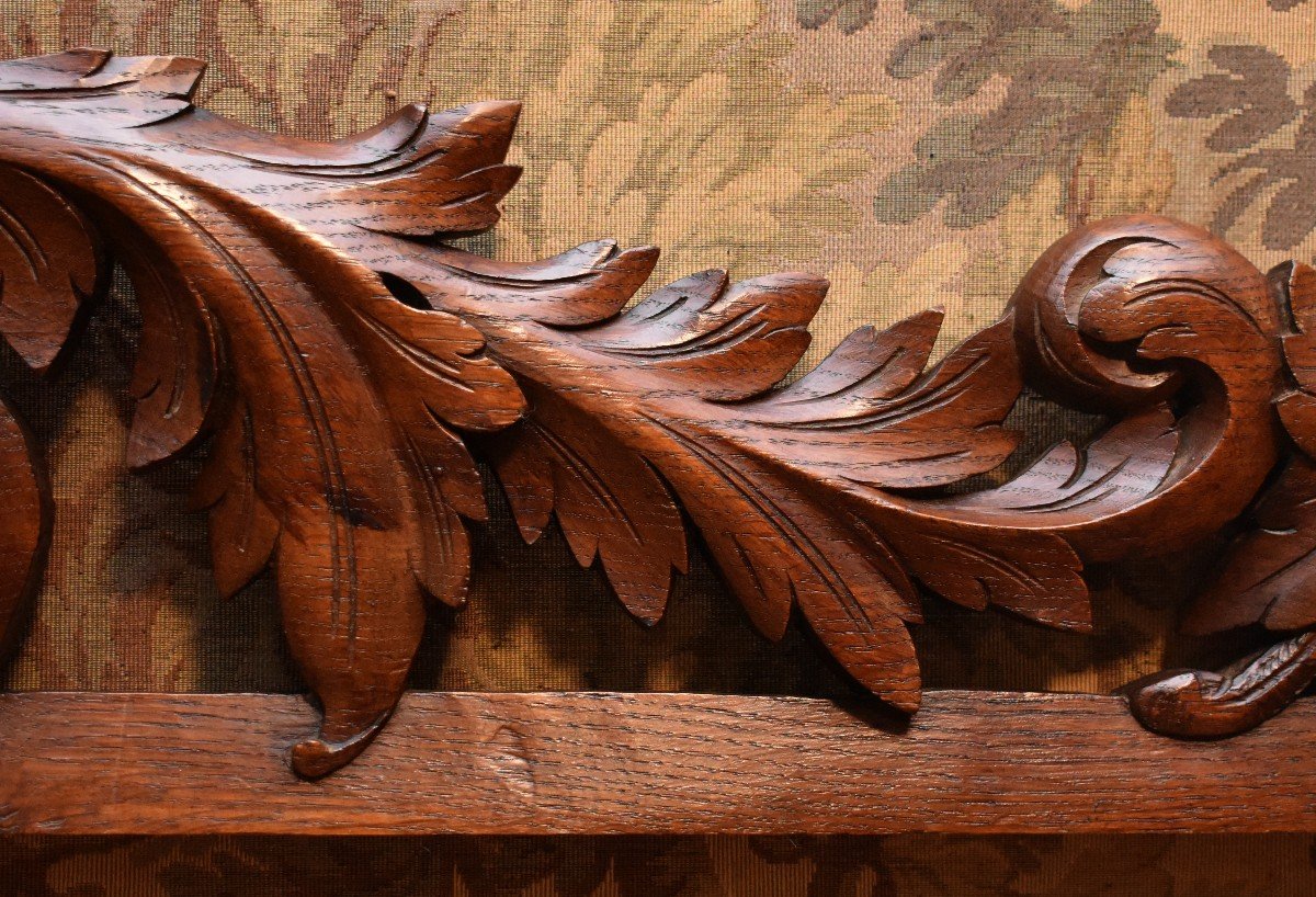 Solid Oak Woodwork Element, Carved And Openwork, Pediment For Door Window Decoration -photo-6