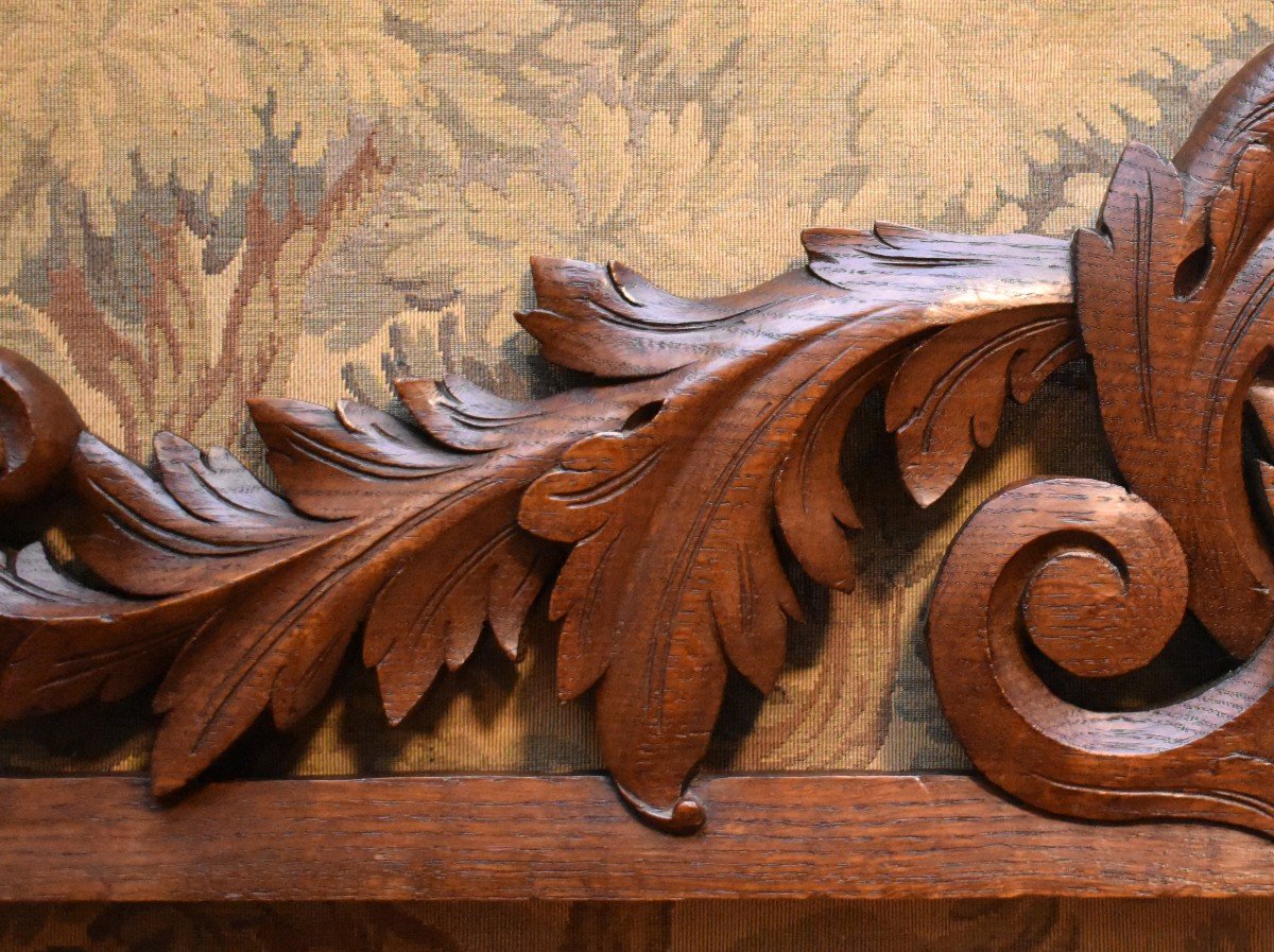 Solid Oak Woodwork Element, Carved And Openwork, Pediment For Door Window Decoration -photo-7