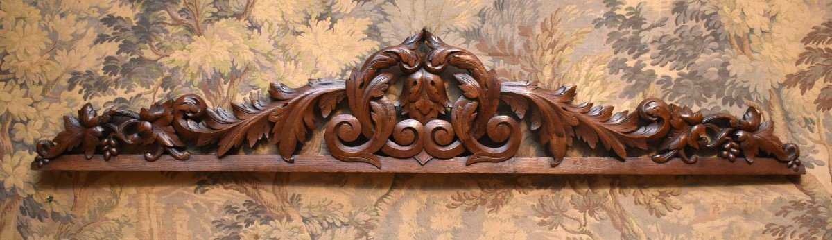 Solid Oak Woodwork Element, Carved And Openwork, Pediment For Door Window Decoration 