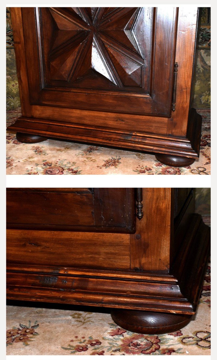 Louis XIII Style Bonnetière In Fruit Wood And Miscellaneous, 1 Door Wardrobe, Diamond Points -photo-4