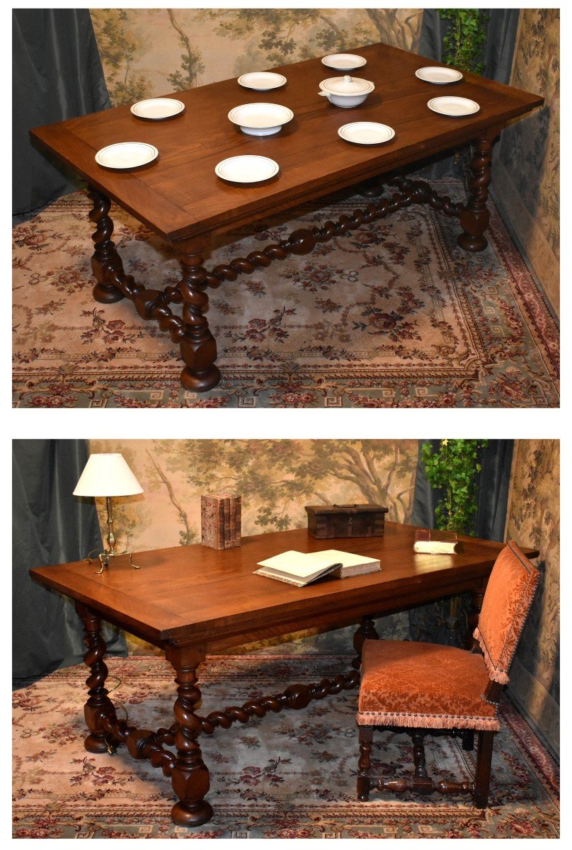 Louis XIII Style Desk, Large Dining Room Center Table For 8 People, Or Presentation 