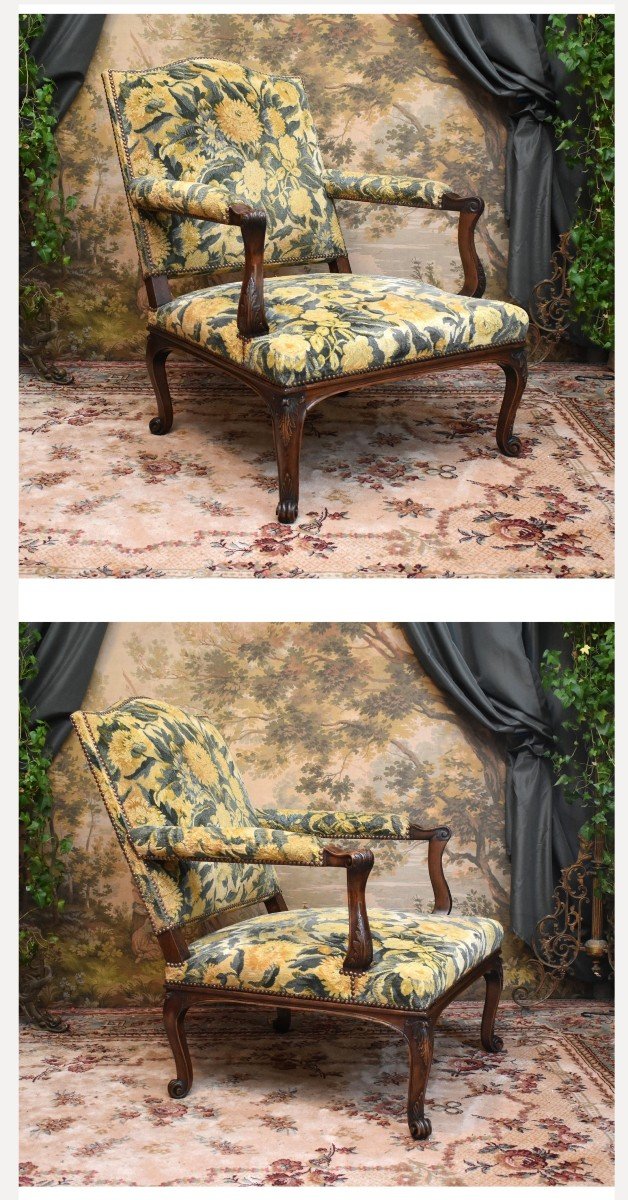 Pair Of Important Armchairs With Large, High, Flat Backs In The Regency Style, Late 19th Century-photo-3