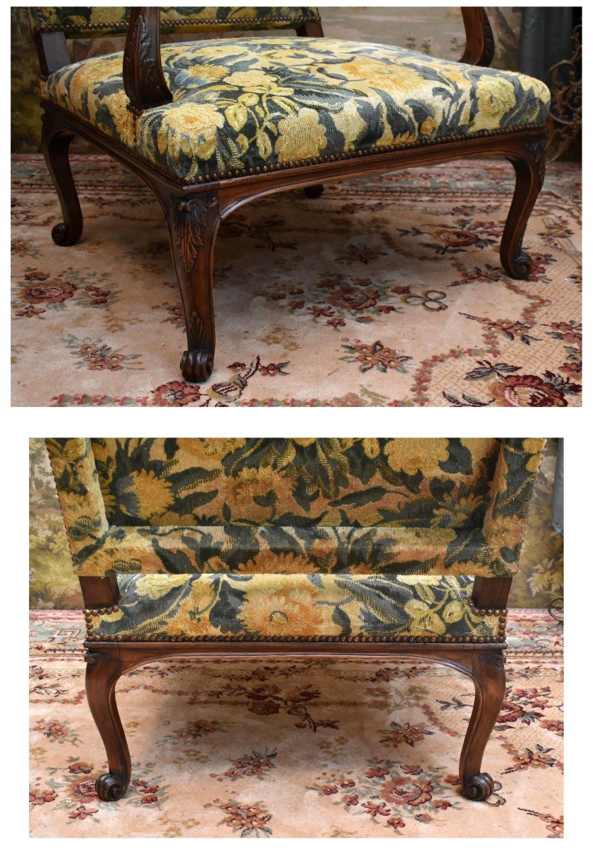 Pair Of Important Armchairs With Large, High, Flat Backs In The Regency Style, Late 19th Century-photo-2