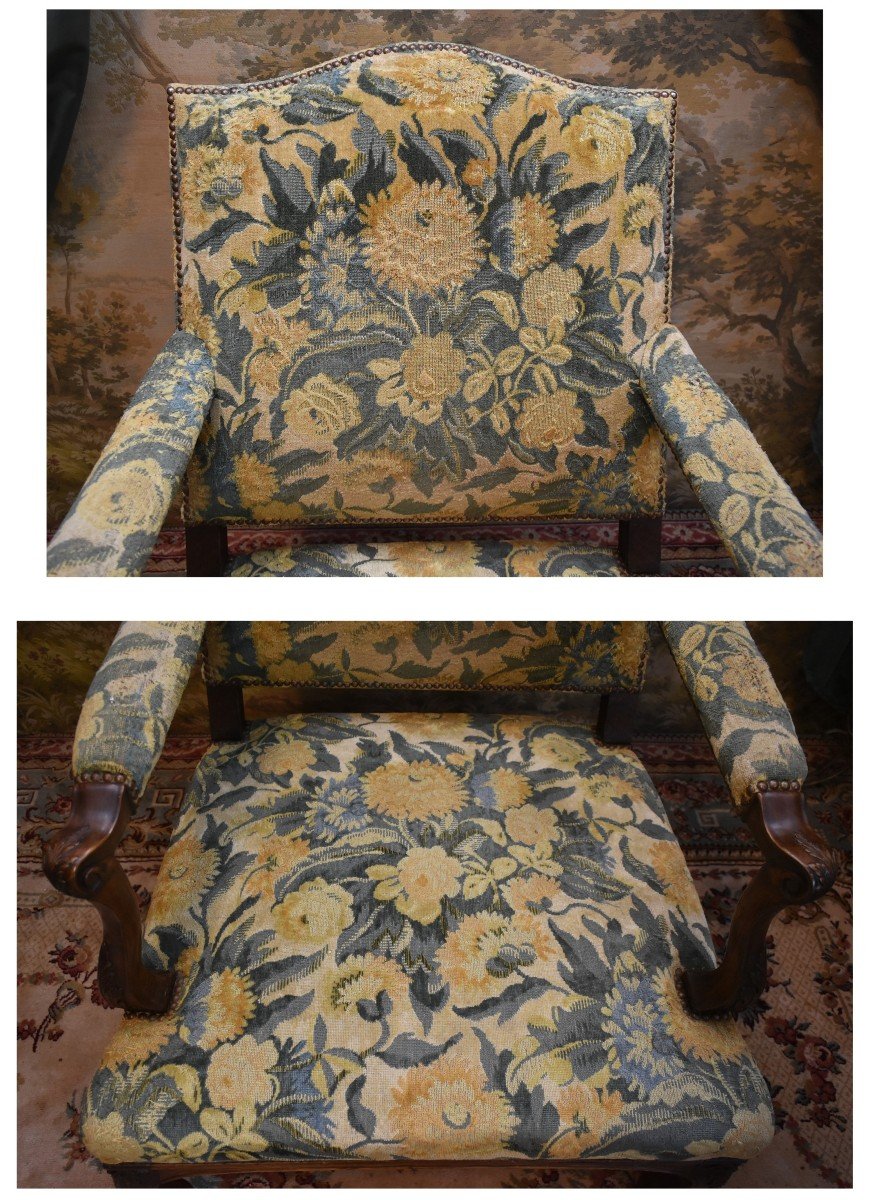 Pair Of Important Armchairs With Large, High, Flat Backs In The Regency Style, Late 19th Century-photo-5