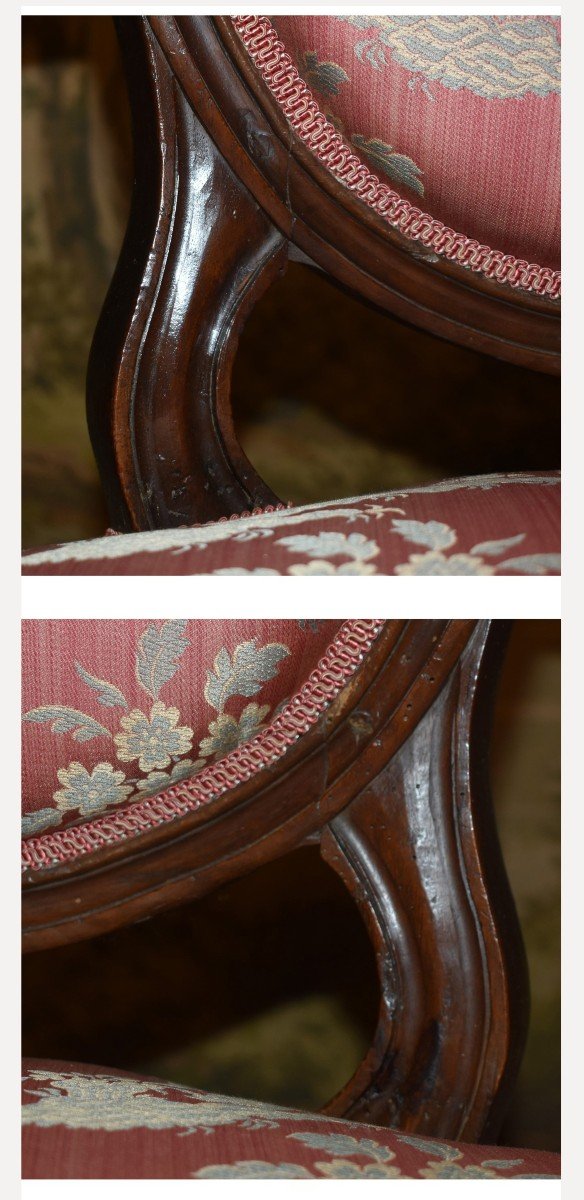 Louis XVI Period Armchair With Medallion Back, Redone Upholstery, 18th Century-photo-3