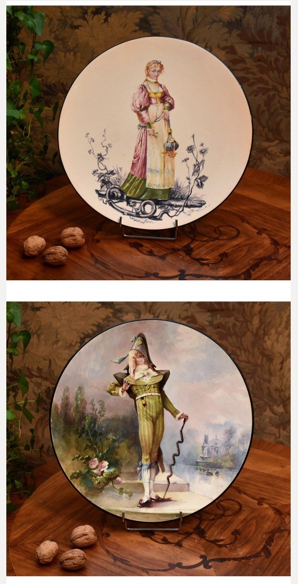 E. Faux, 1889, Large Decorative Dish In Hand-painted Earthenware, Man In Early 19th Century Clothing-photo-8