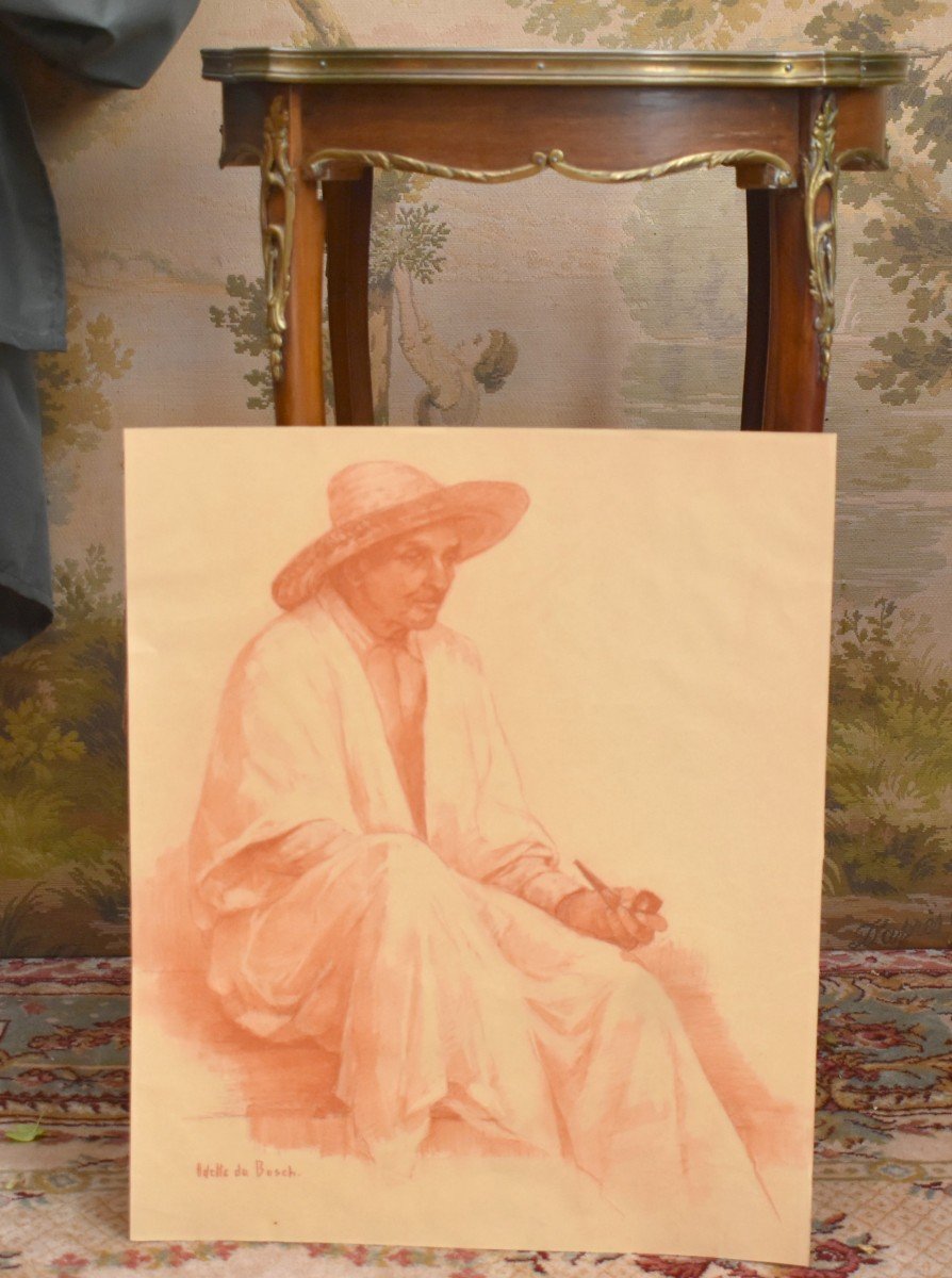 Odette Du Bosch, Limoges, Sanguine Orientalist, Man With A Pipe, Oriental Character, Algiers