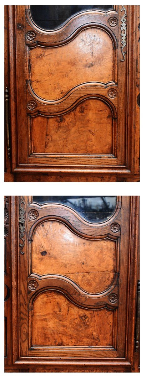 Small Bressane Library, Bresse Region Display Case, Oak And Ash Burl Cabinet, -photo-3