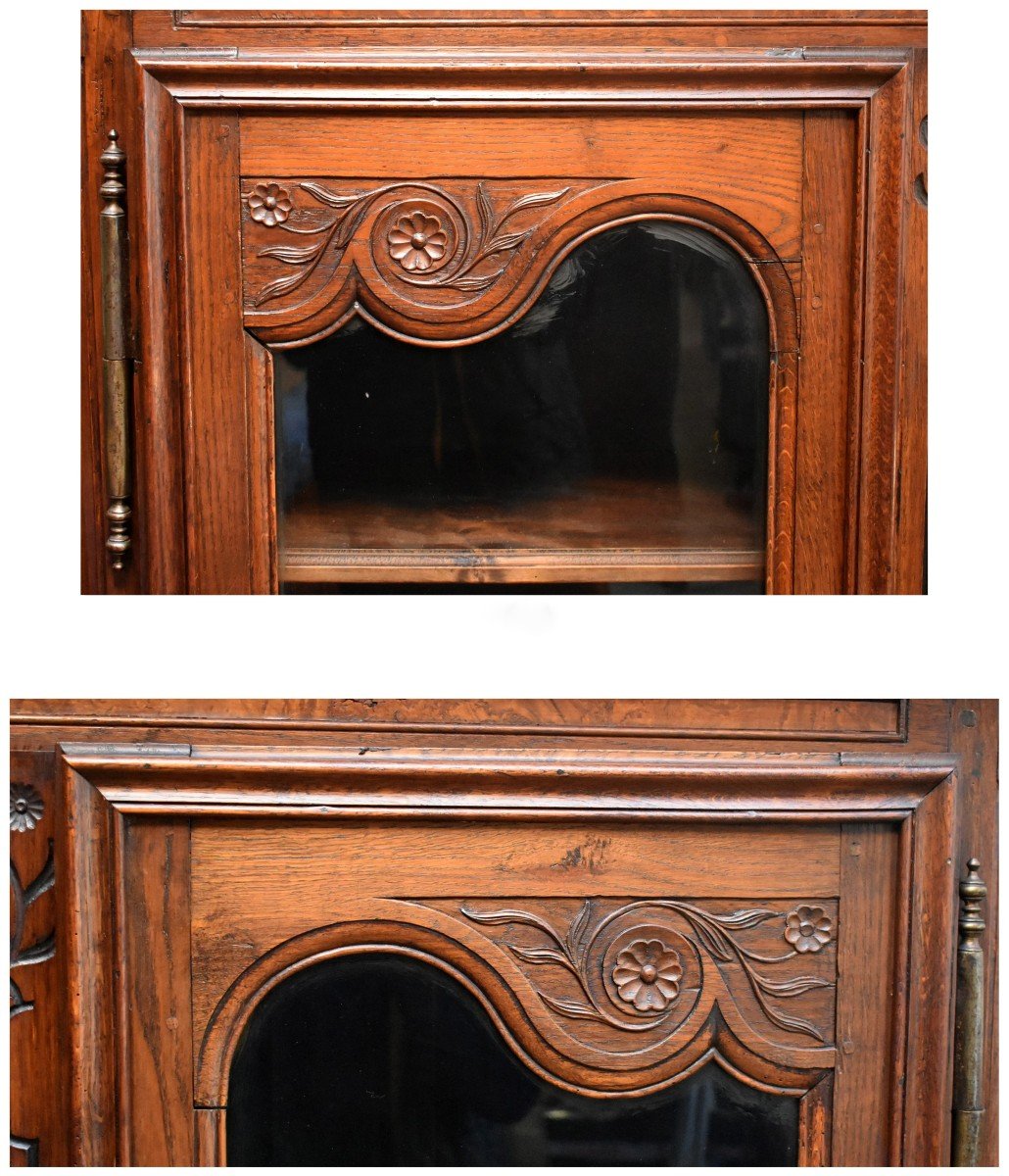 Small Bressane Library, Bresse Region Display Case, Oak And Ash Burl Cabinet, -photo-4