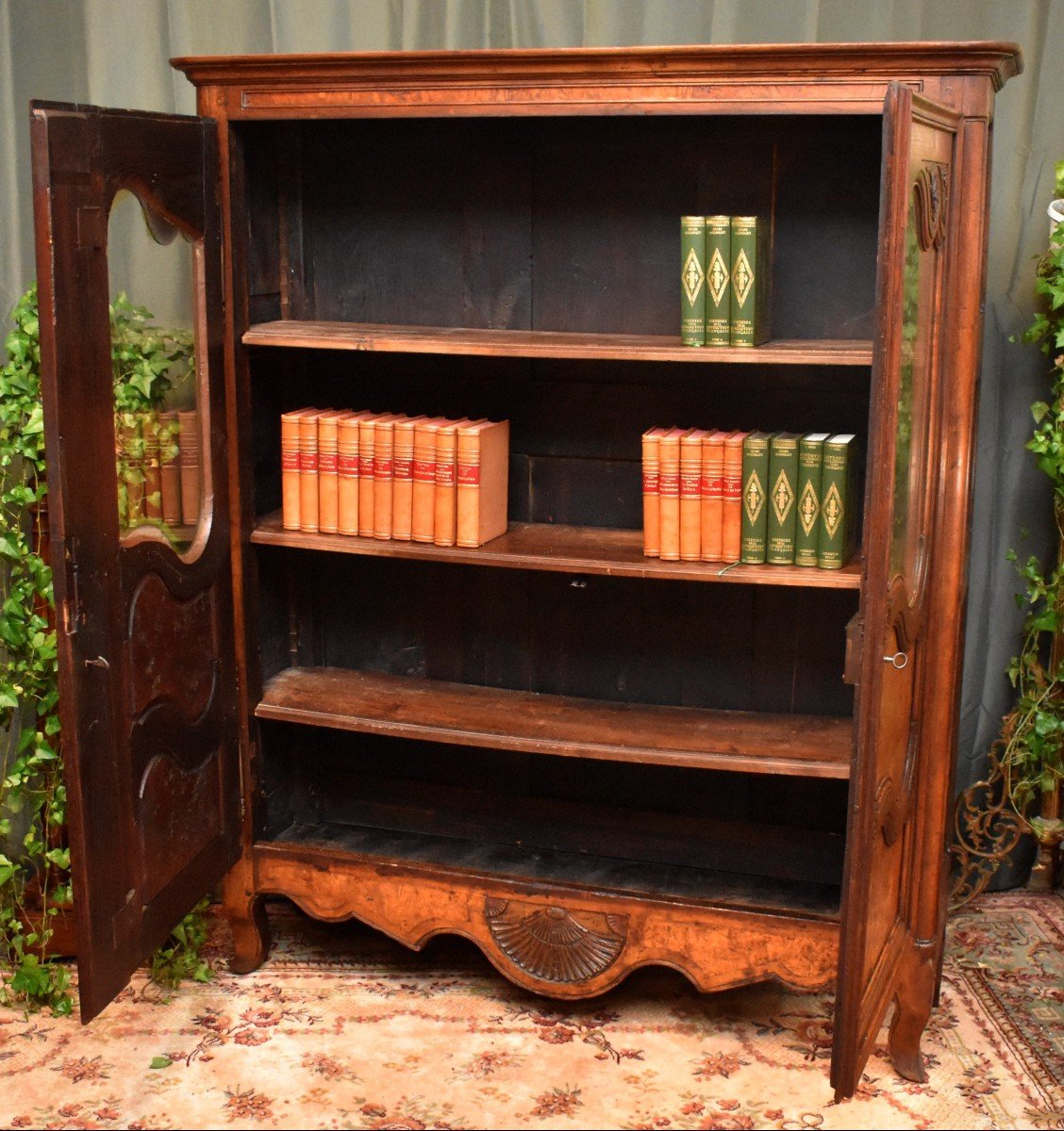 Small Bressane Library, Bresse Region Display Case, Oak And Ash Burl Cabinet, -photo-5