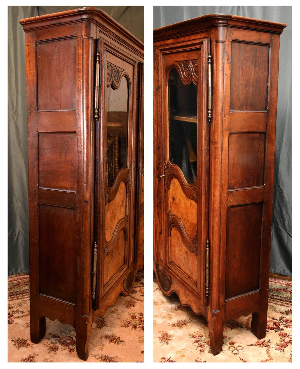 Small Bressane Library, Bresse Region Display Case, Oak And Ash Burl Cabinet, -photo-7