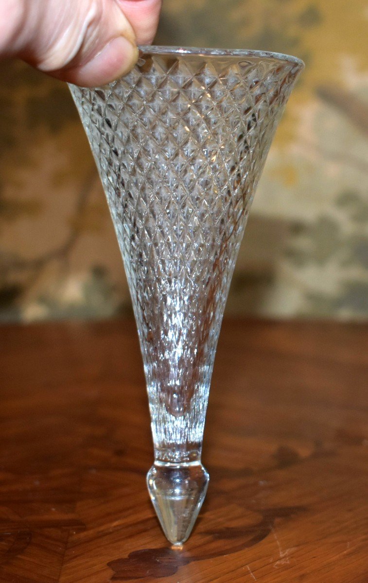 8 Flutes Ou Verres  Cornets Sans Pieds, Appelés Trinquette Ou Cul Sec  à  Pointes  De Diamants-photo-4