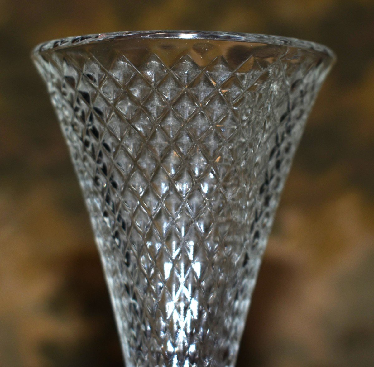 8 Flutes Ou Verres  Cornets Sans Pieds, Appelés Trinquette Ou Cul Sec  à  Pointes  De Diamants-photo-6