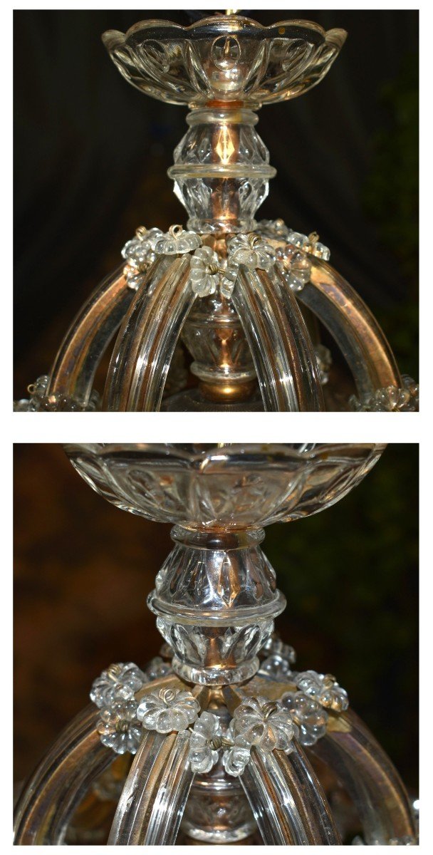 Lustre De Forme Lanterne, suspension  -  plafonnier  En Verre De Bohème, Guirlande De Perles   -photo-1