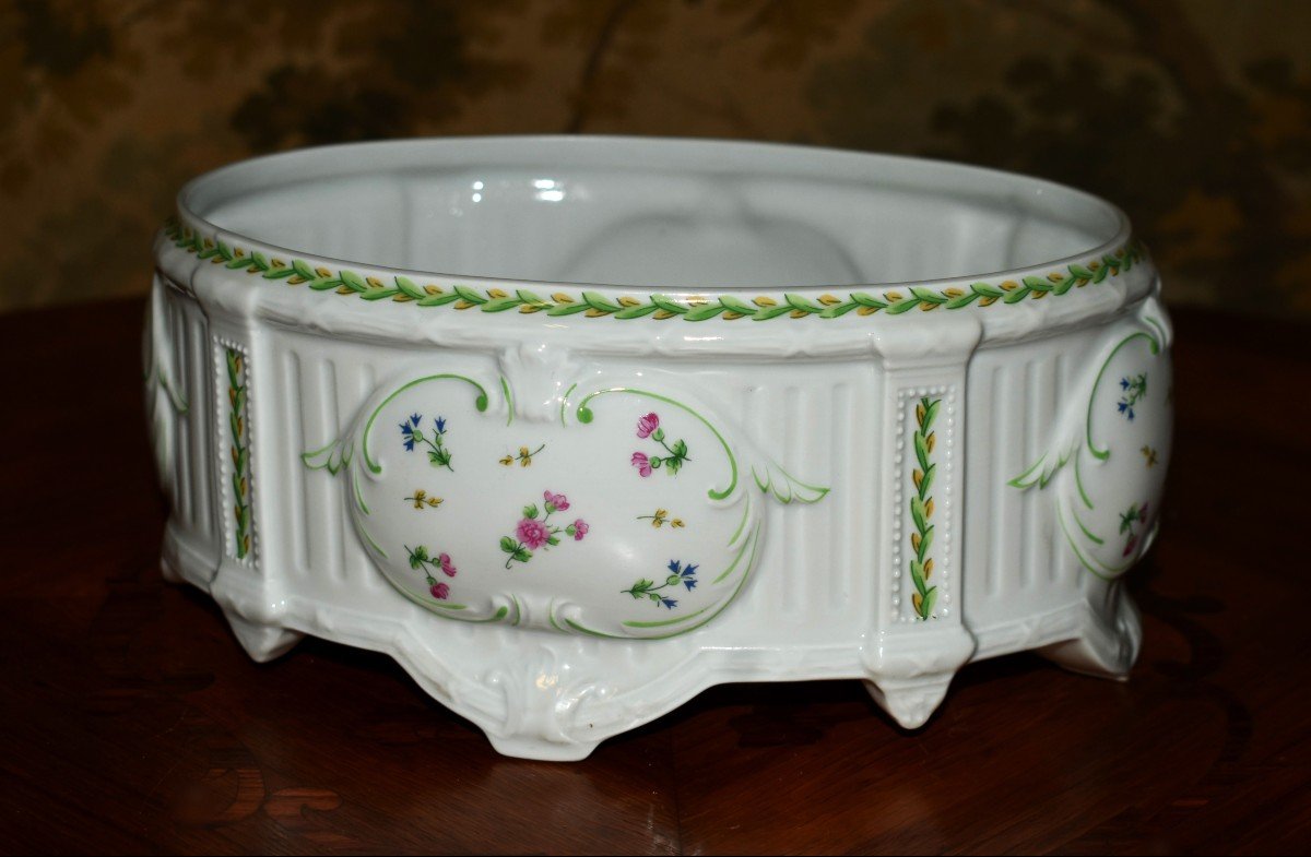 Coupe - Limoges Porcelain Jardiniere, Transitional Style Centerpiece -photo-3