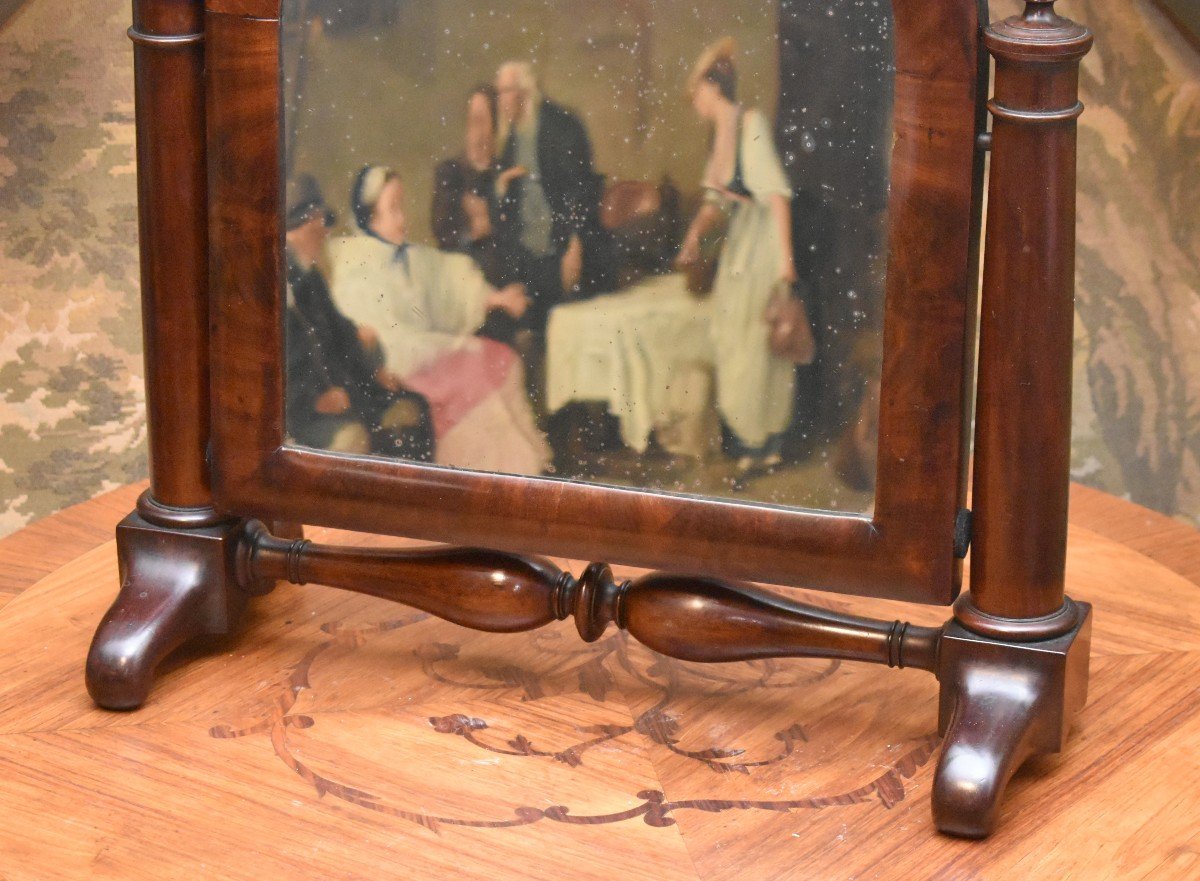 Mahogany And Mahogany Veneer Psyche, 19th Century Table Mirror, -photo-6