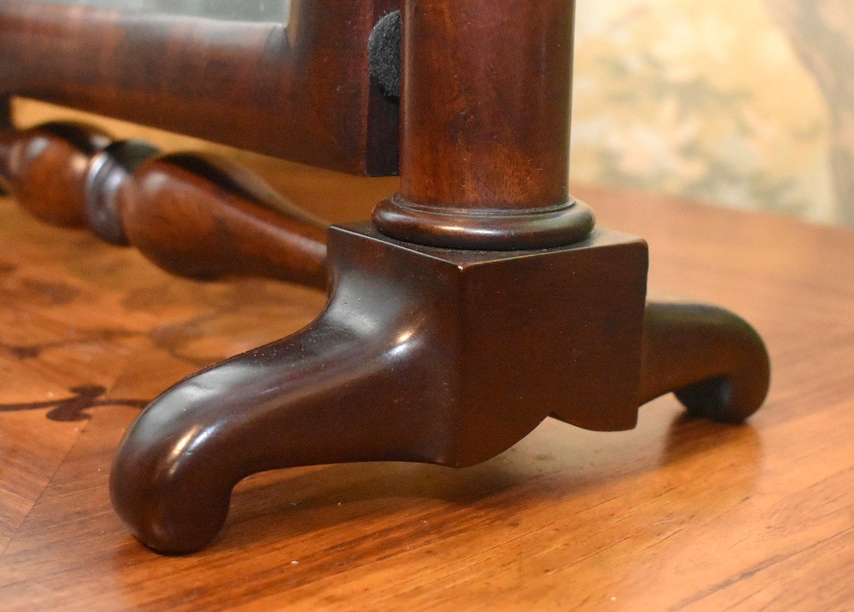 Mahogany And Mahogany Veneer Psyche, 19th Century Table Mirror, -photo-7