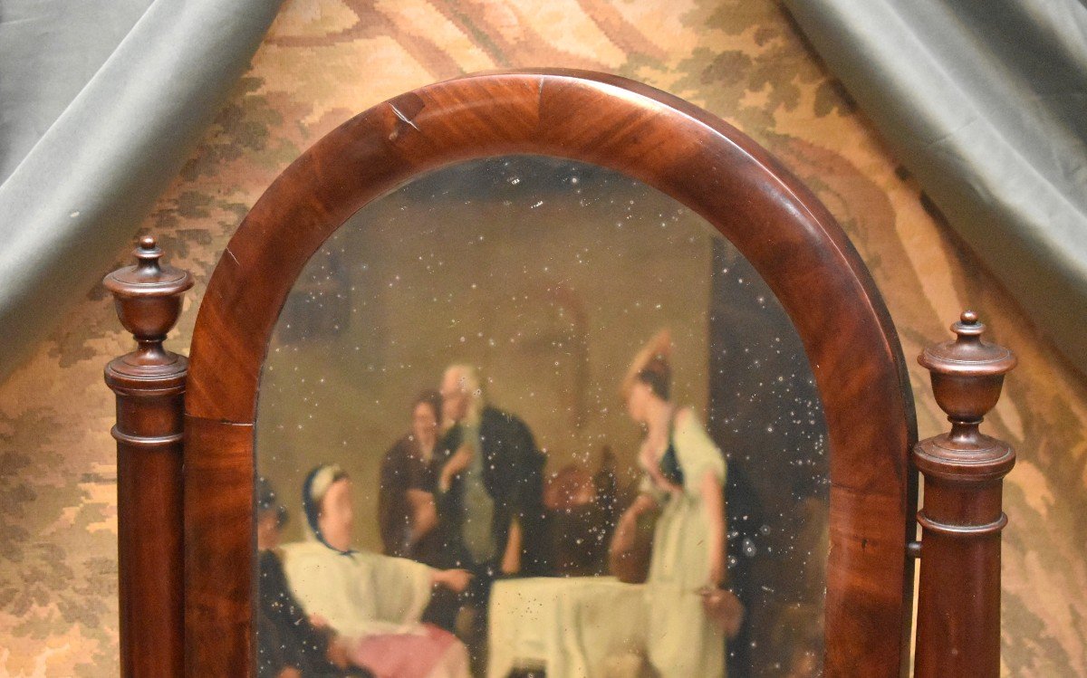 Psyché En Acajou Et Placage d'Acajou, Miroir De Table XIXème , -photo-8