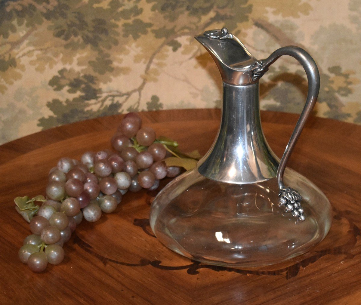 Jean Goardère, Carafe à Décanter Le Vin, Aiguière En Verre Et étain Fait Main.-photo-2