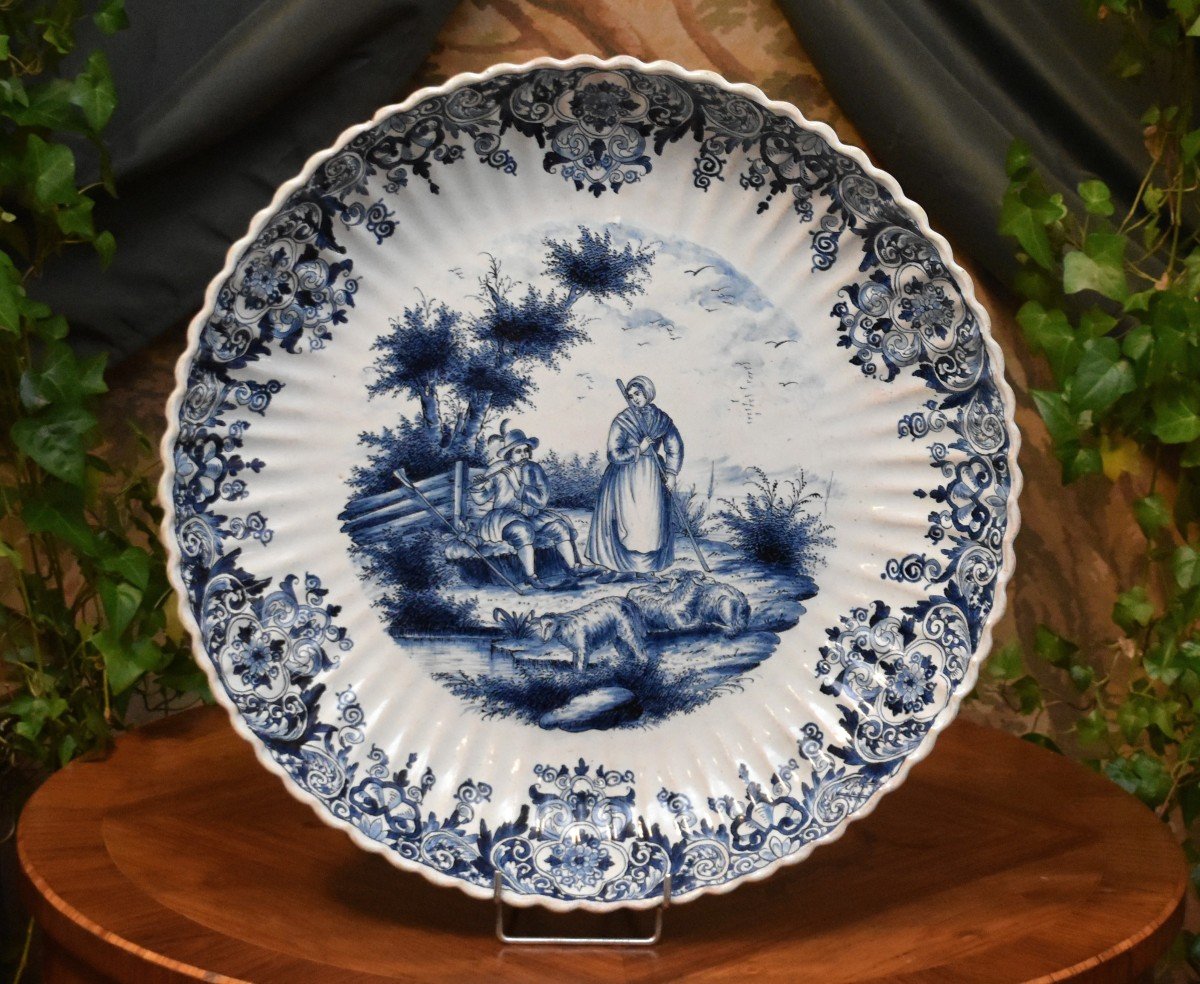 Camaïeu De Bleu Pastoral Scene Decor, In The Style Of Delft, Signed Ivk-photo-2