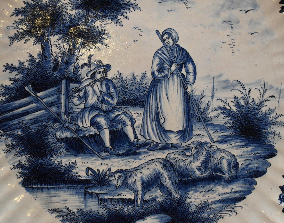 Camaïeu De Bleu Pastoral Scene Decor, In The Style Of Delft, Signed Ivk-photo-3