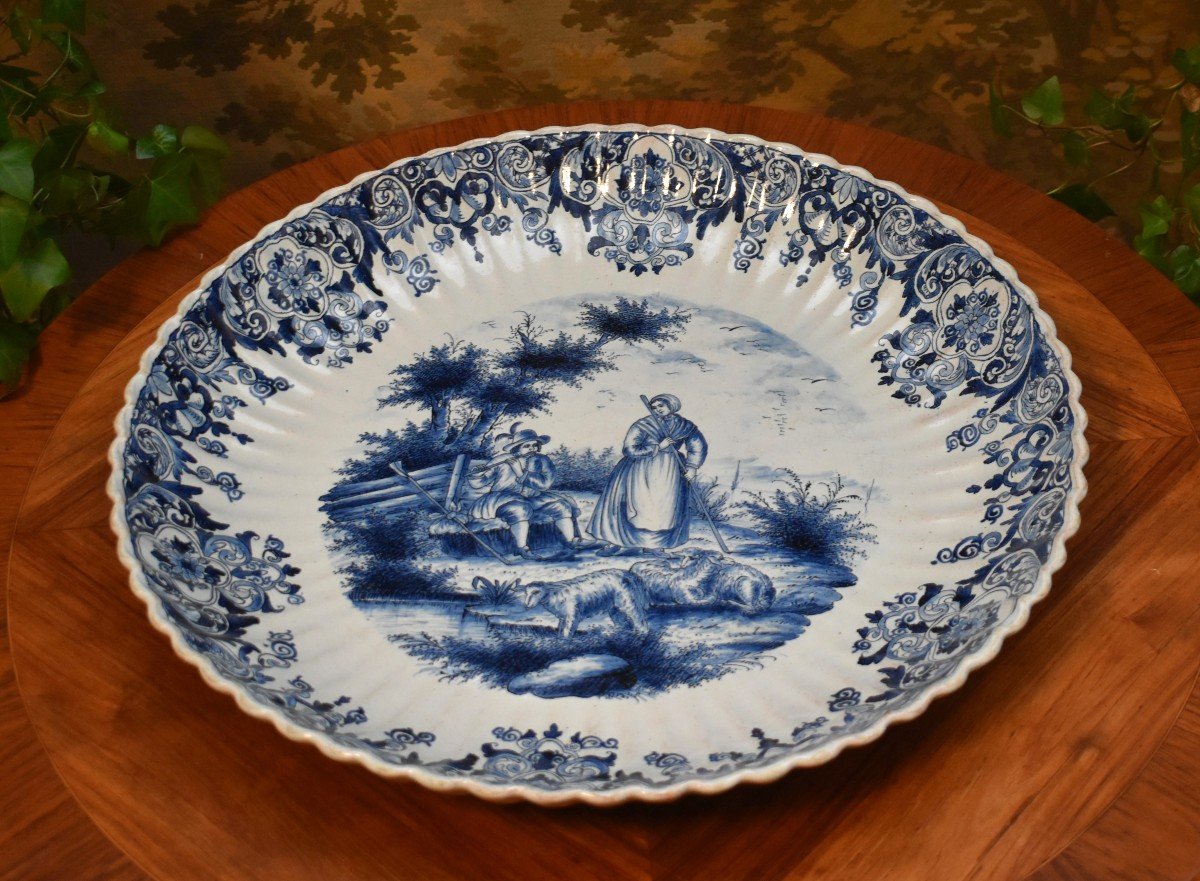 Camaïeu De Bleu Pastoral Scene Decor, In The Style Of Delft, Signed Ivk-photo-5