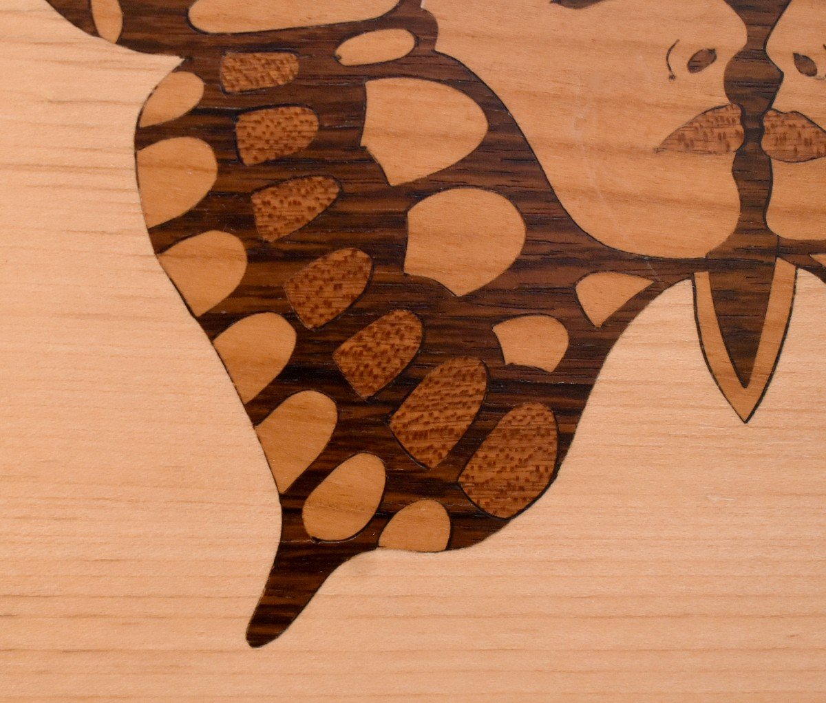 Marquetry Painting Of Various Woods, Butterflies And Human Faces -photo-4