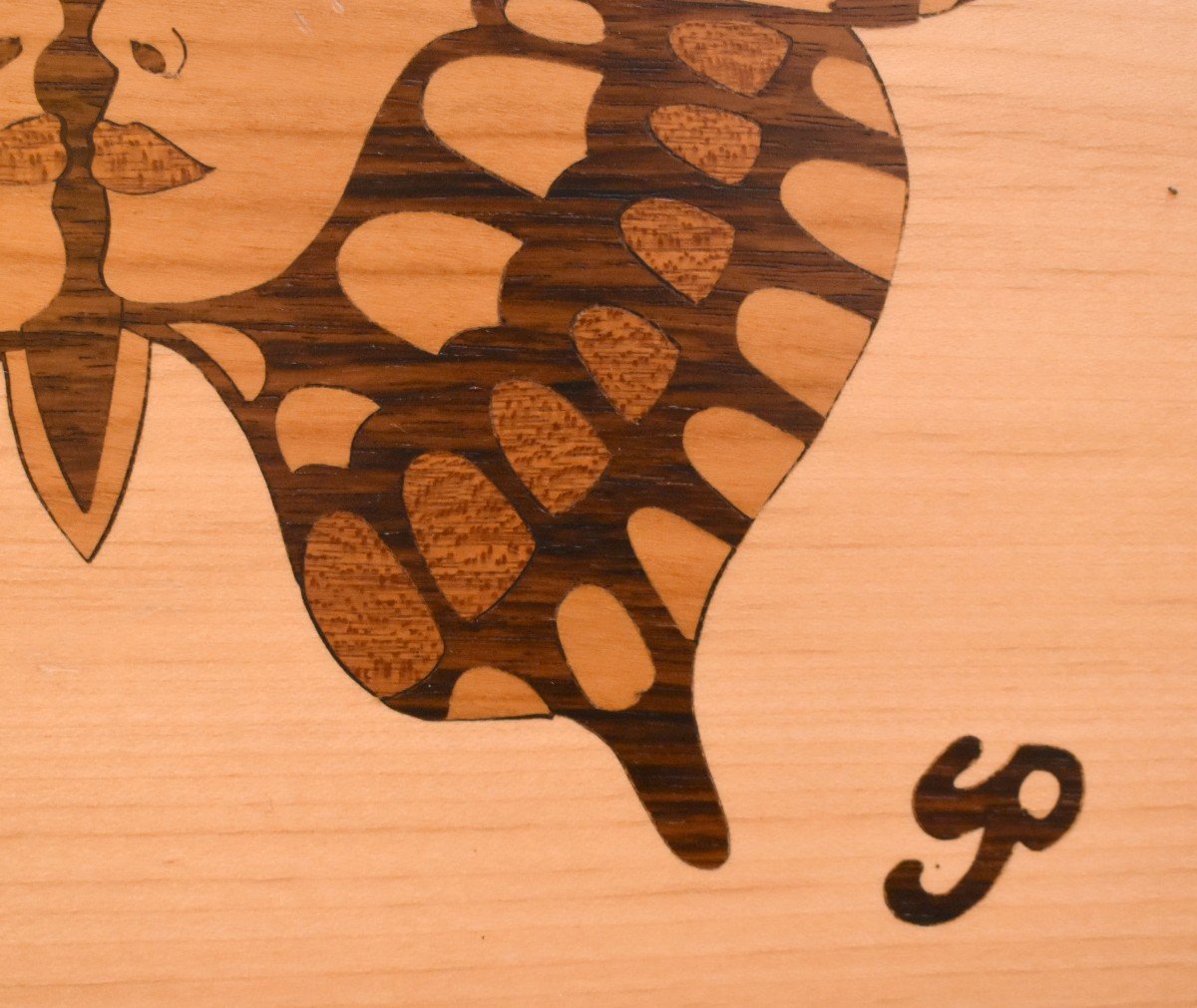 Marquetry Painting Of Various Woods, Butterflies And Human Faces -photo-5