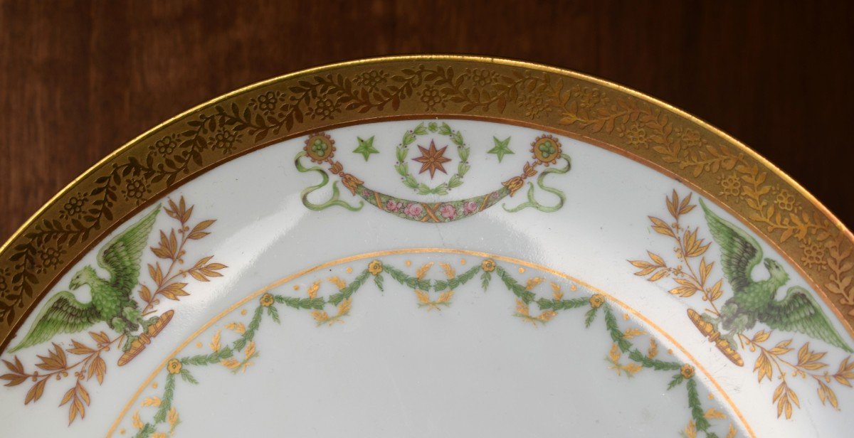 Ballot Et Gougnaud Limoges, Porcelain Plate, Empire Decor, Eagles, Laurel Wreath -photo-2