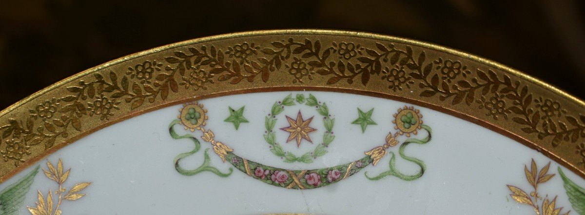 Ballot Et Gougnaud Limoges, Porcelain Plate, Empire Decor, Eagles, Laurel Wreath -photo-4