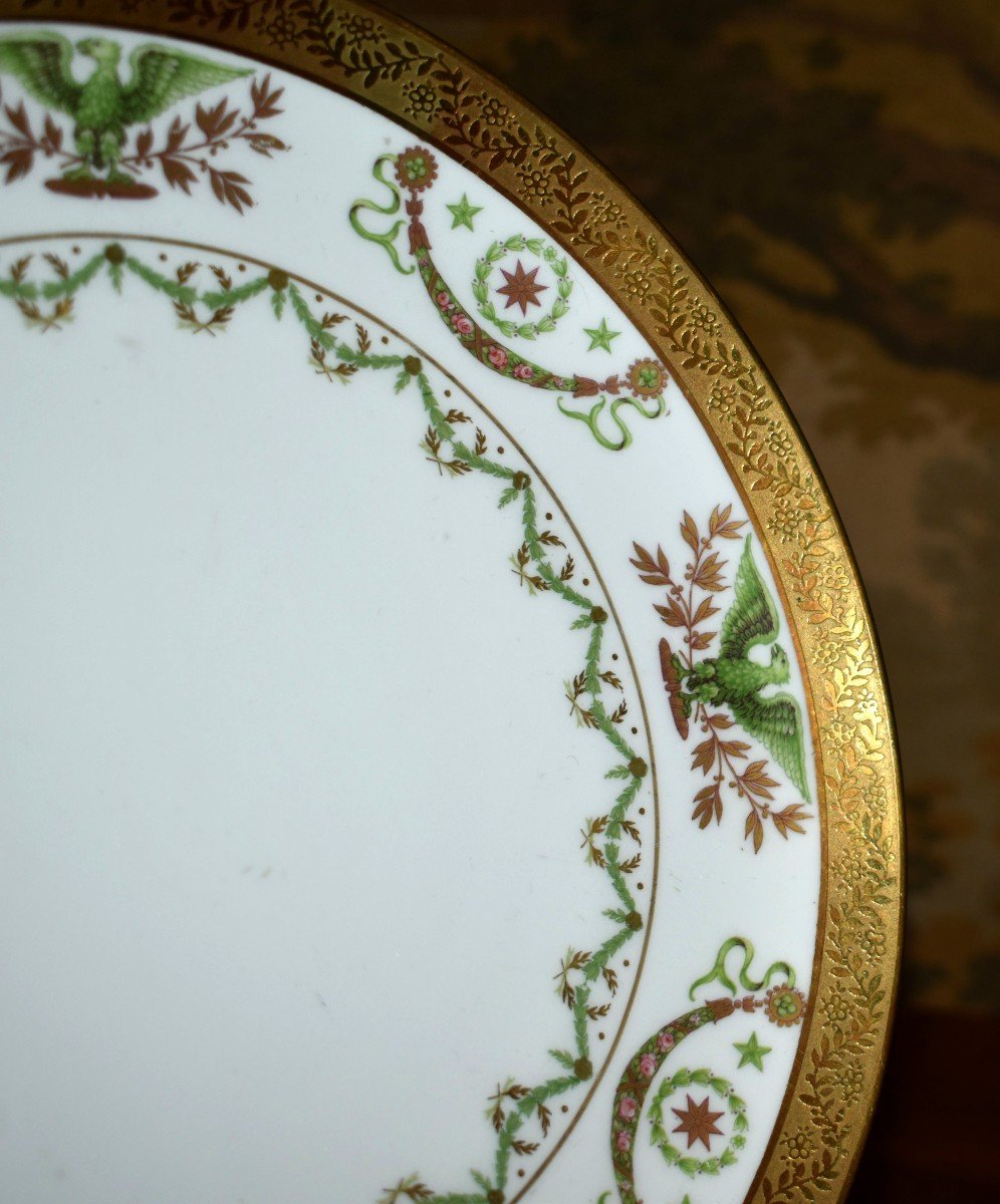 Ballot Et Gougnaud Limoges, Porcelain Plate, Empire Decor, Eagles, Laurel Wreath -photo-5