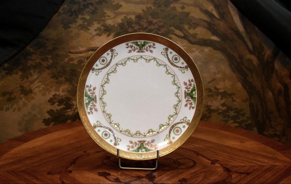 Ballot Et Gougnaud Limoges, Porcelain Plate, Empire Decor, Eagles, Laurel Wreath 