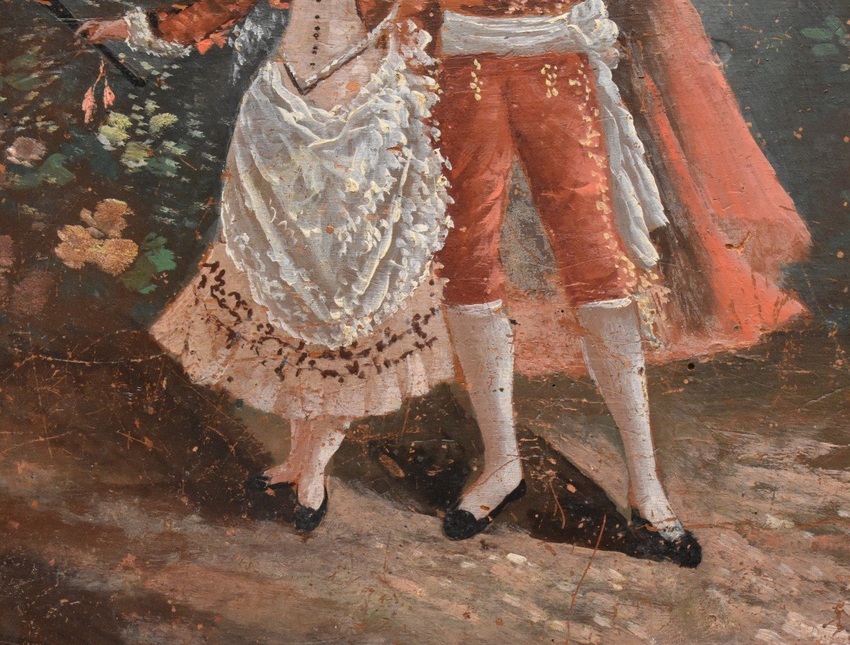 Tableau Scène Romantique, Galante, Toréador En Costume  traditionnel  Et Señorita à l'éventail.-photo-1