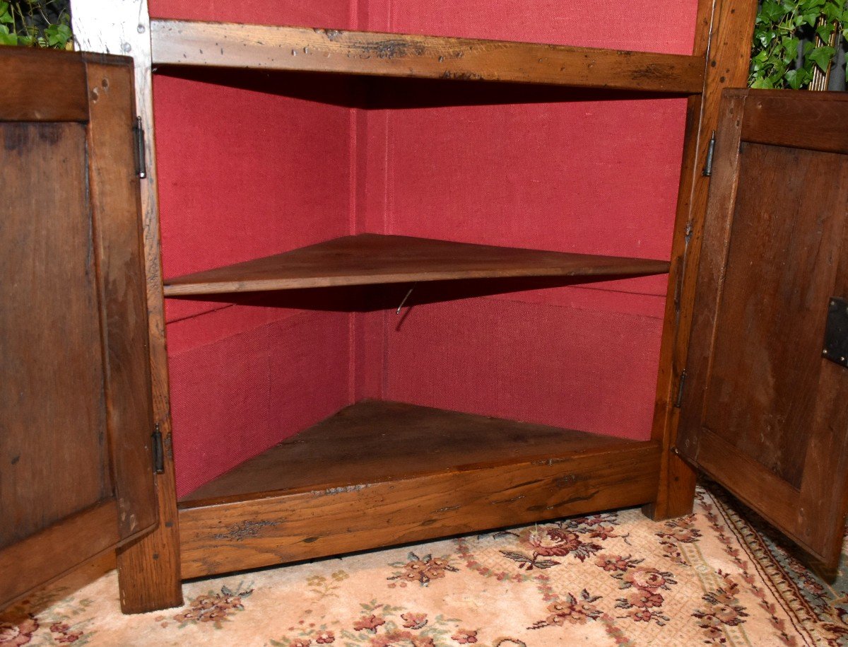 Louis XIII Style Corner Cabinet With Diamond Points, 2 Doors And Top Forming A Corner Bibus-photo-5